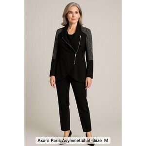 AXARA‎ PARIS Woman’s SZ Medium Rare & Vintage Jacket Black & Gray Zip Heritage